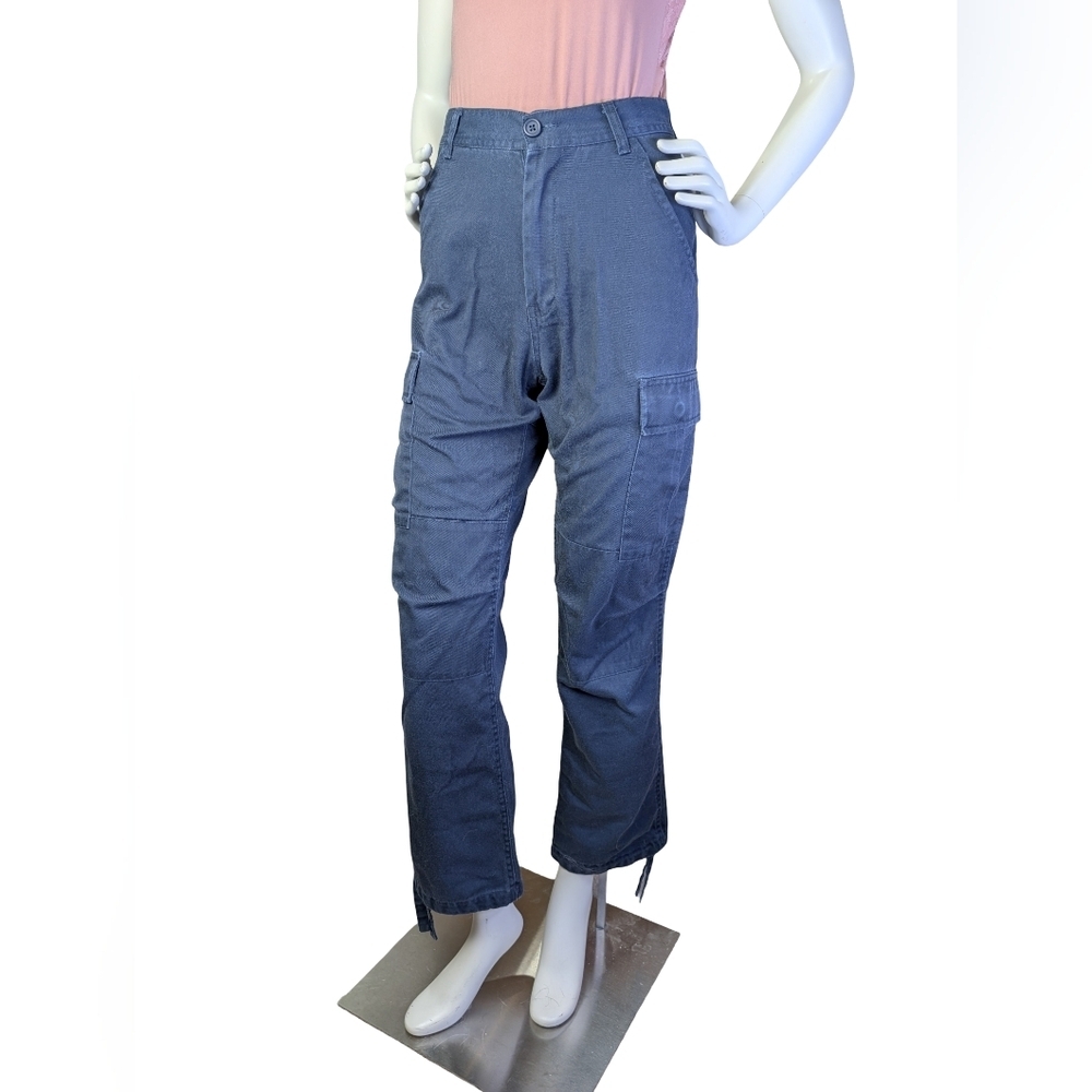 Brandy Melville Blue Cargo Pants High Rise Y2K Style Utility Straight Leg XS-S